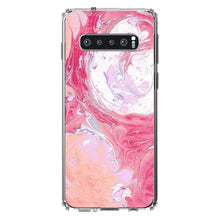 DistinctInk® Clear Shockproof Hybrid Case for Apple iPhone / Samsung Galaxy / Google Pixel - Hot Pink Blue White Marble Image Print
