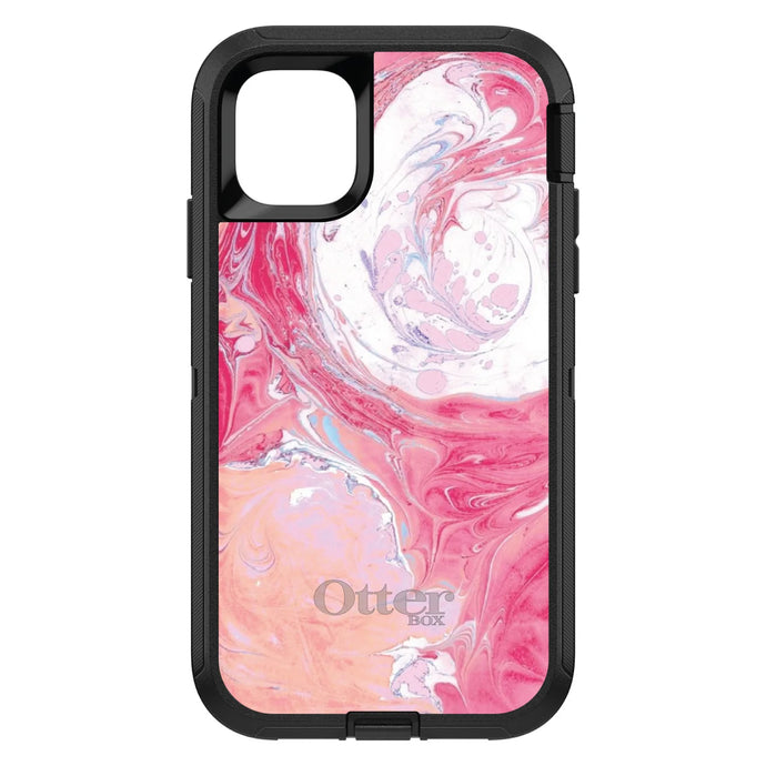 DistinctInk™ OtterBox Defender Series Case for Apple iPhone / Samsung Galaxy / Google Pixel - Hot Pink Blue White Marble