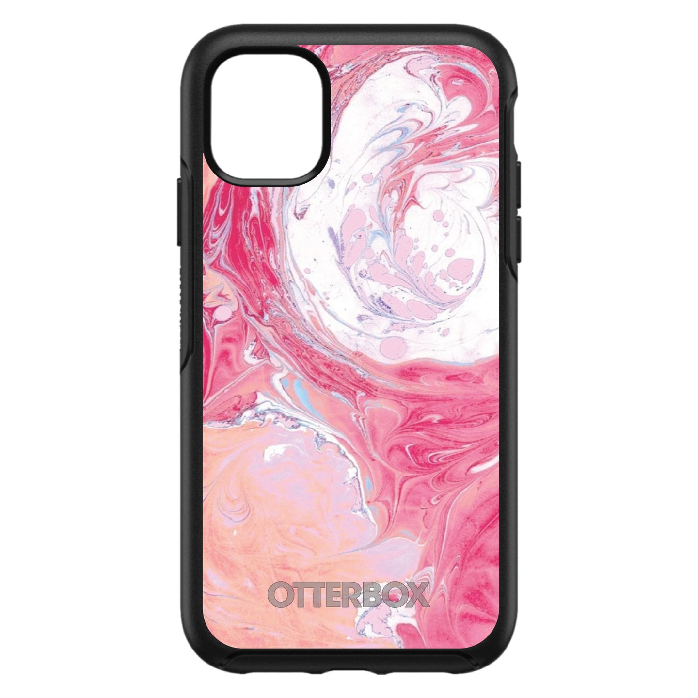 DistinctInk™ OtterBox Symmetry Series Case for Apple iPhone / Samsung Galaxy / Google Pixel - Hot Pink Blue White Marble