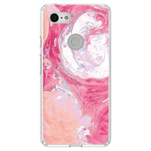 DistinctInk® Clear Shockproof Hybrid Case for Apple iPhone / Samsung Galaxy / Google Pixel - Hot Pink Blue White Marble Image Print