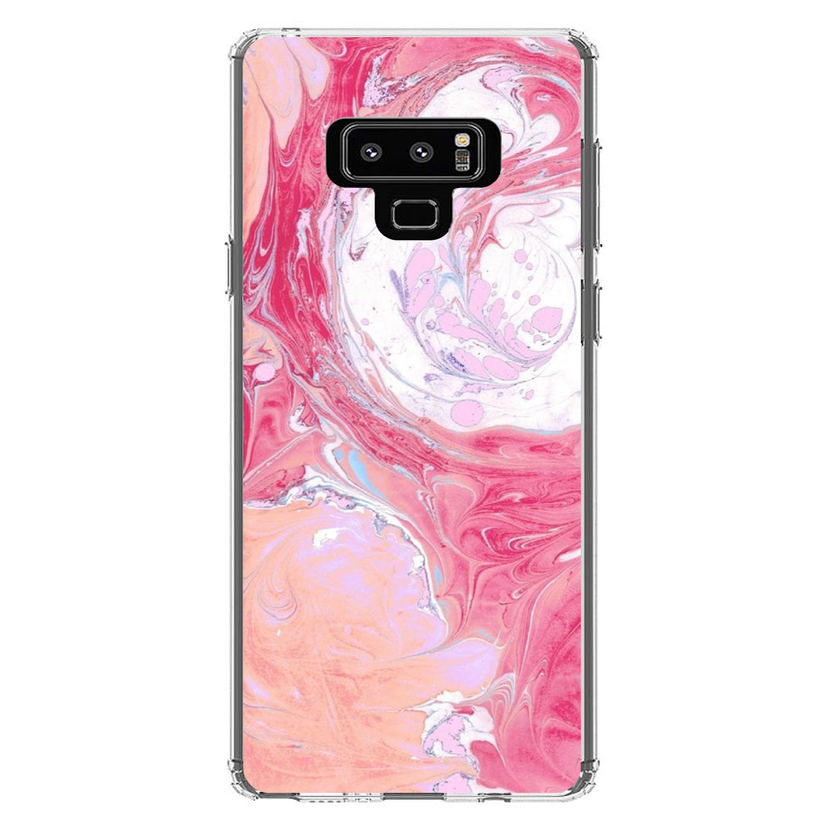 Hot Pink Blue White Marble Image Print Clear Shockproof iPhone Case, view 11