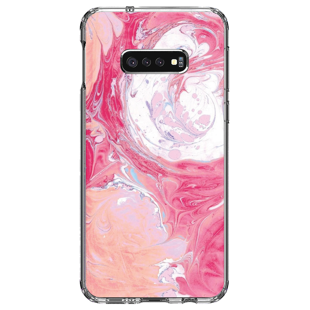 Hot Pink Blue White Marble Image Print Clear Shockproof iPhone Case, view 18