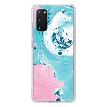 DistinctInk® Clear Shockproof Hybrid Case for Apple iPhone / Samsung Galaxy / Google Pixel - Blue Pink White Marble  Image Print