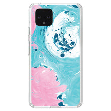 DistinctInk® Clear Shockproof Hybrid Case for Apple iPhone / Samsung Galaxy / Google Pixel - Blue Pink White Marble  Image Print