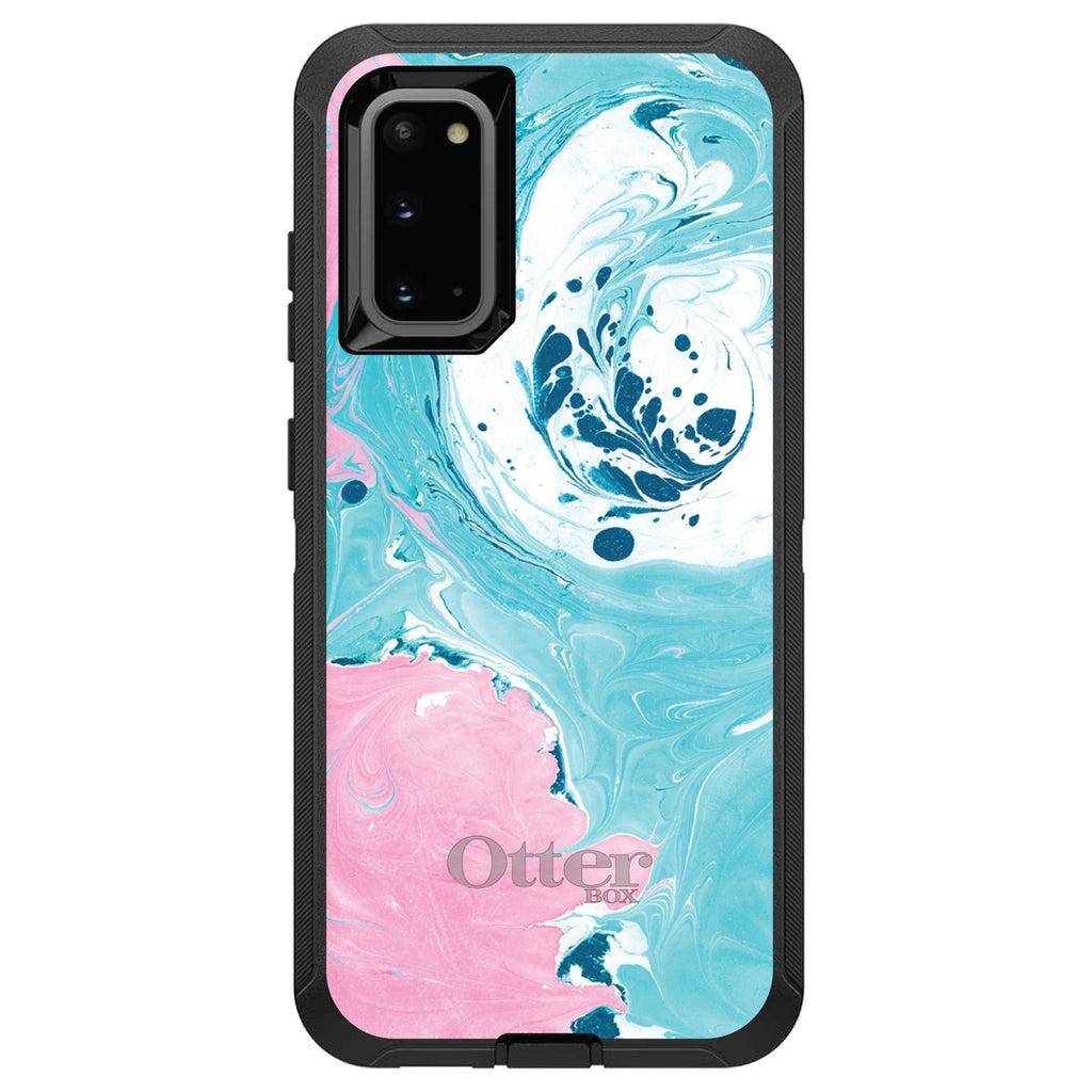 Blue Pink White Marble OtterBox Defender Case for iPhone & Galaxy, view 8