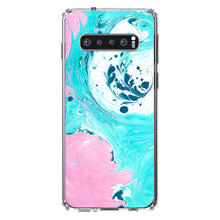 DistinctInk® Clear Shockproof Hybrid Case for Apple iPhone / Samsung Galaxy / Google Pixel - Blue Pink White Marble  Image Print