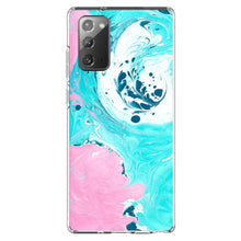 DistinctInk® Clear Shockproof Hybrid Case for Apple iPhone / Samsung Galaxy / Google Pixel - Blue Pink White Marble  Image Print