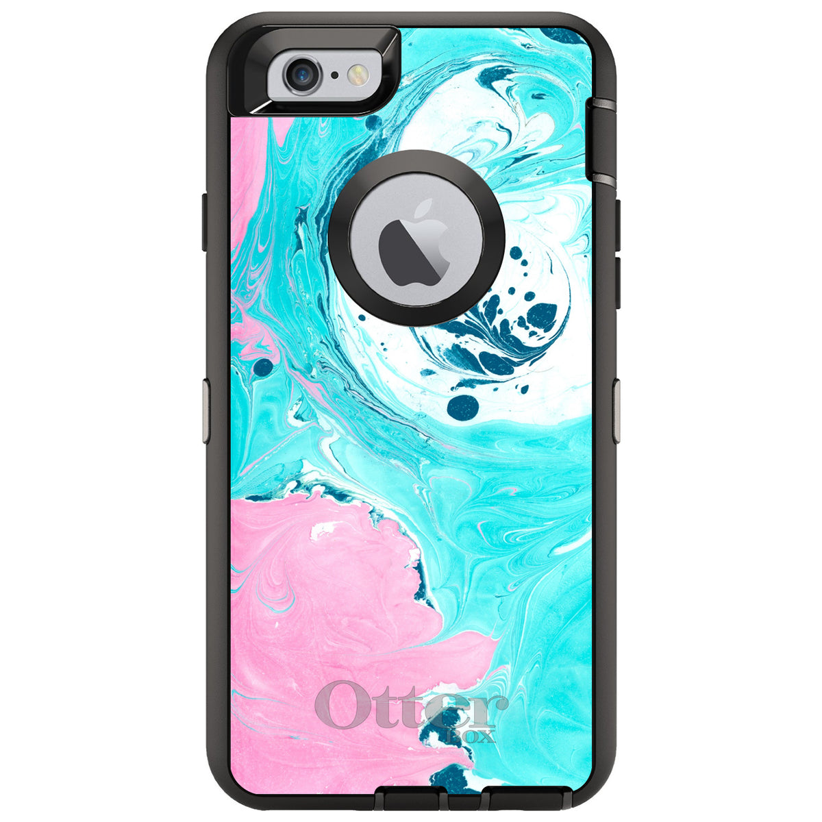 Blue Pink White Marble OtterBox Defender Case for iPhone & Galaxy, view 4
