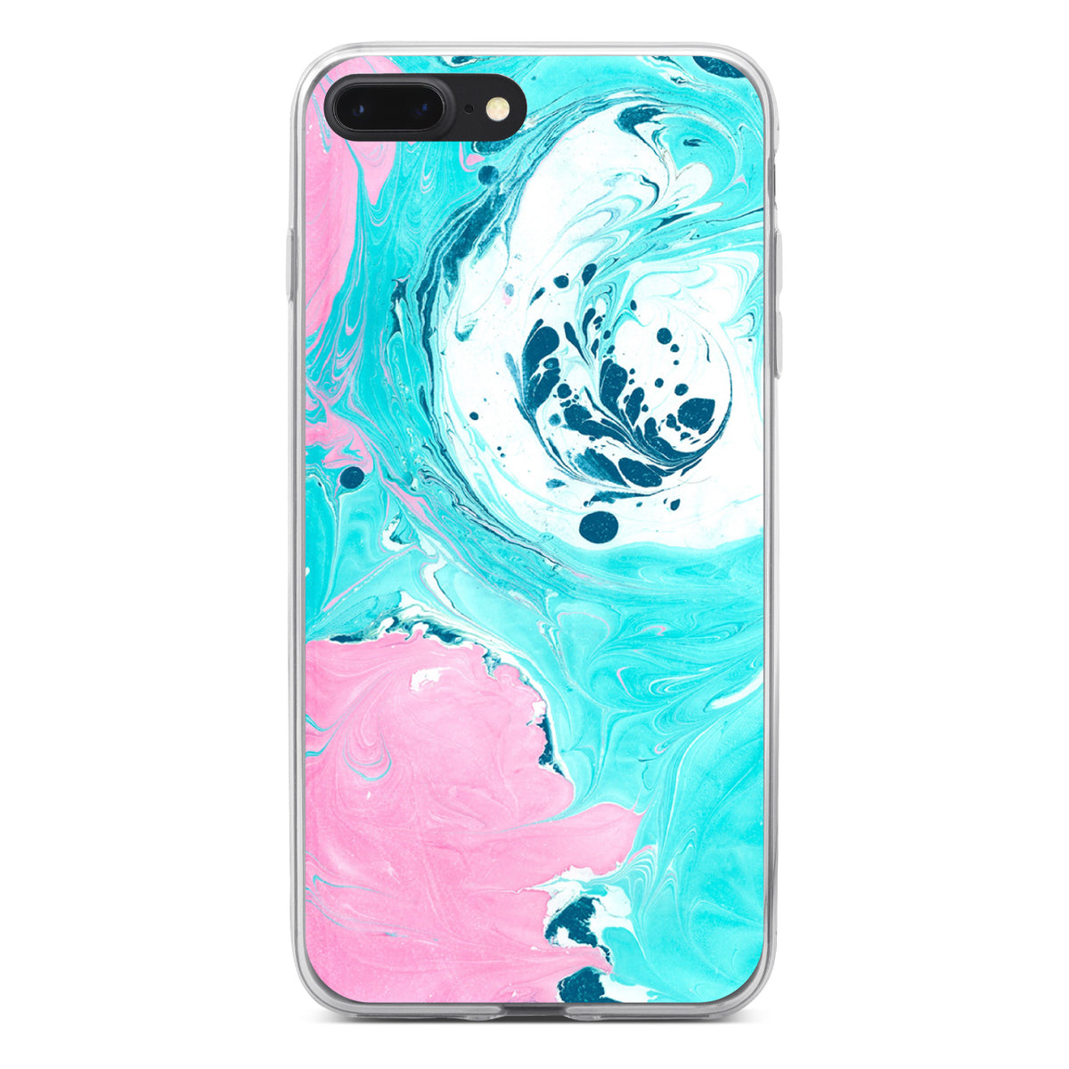 Blue Pink White Marble Image Print Clear Shockproof iPhone Case, view 6