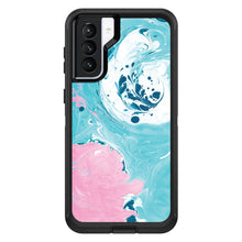 DistinctInk™ OtterBox Defender Series Case for Apple iPhone / Samsung Galaxy / Google Pixel - Blue Pink White Marble