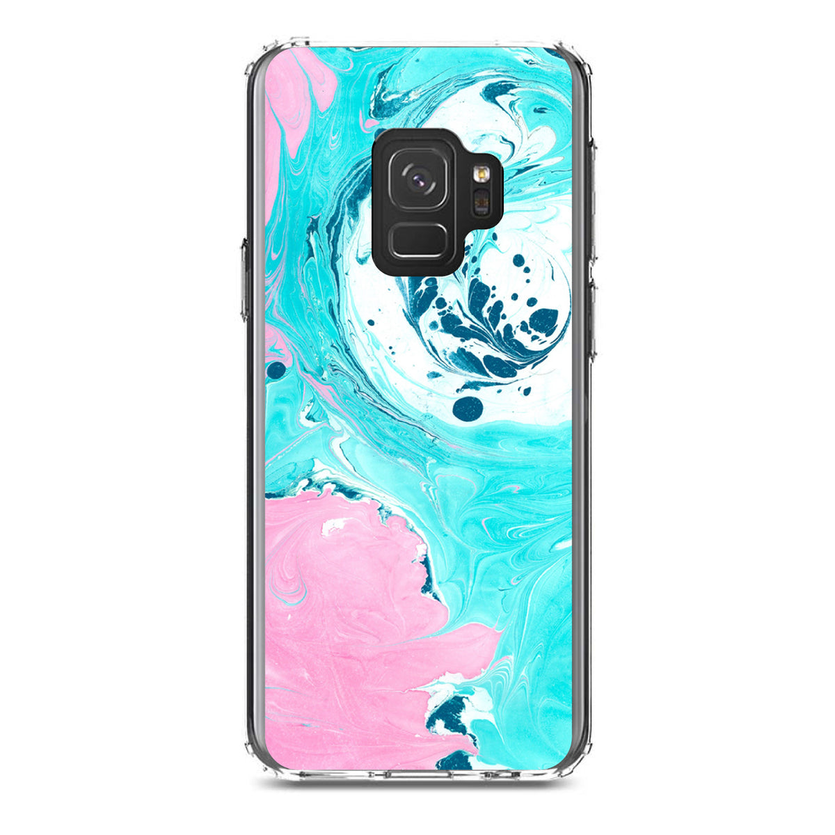 Blue Pink White Marble Image Print Clear Shockproof iPhone Case, view 19