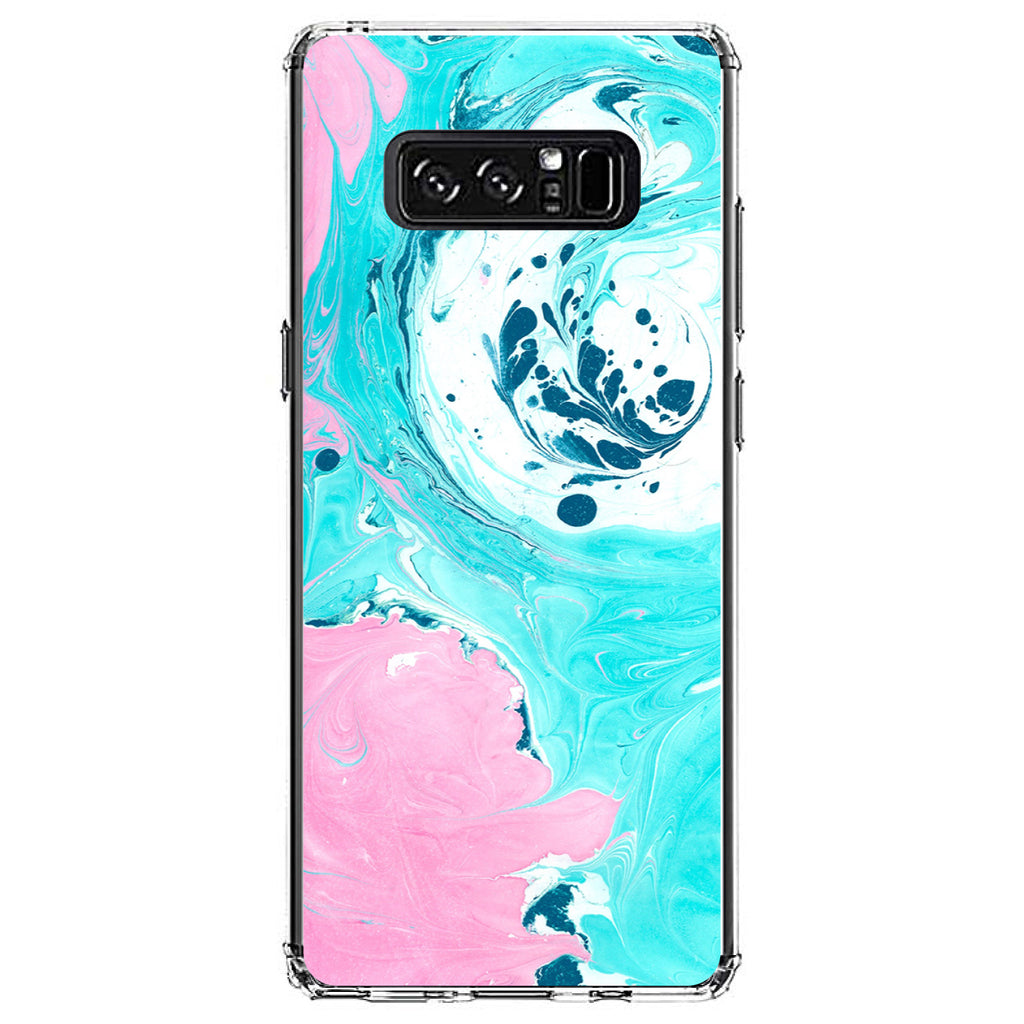 Blue Pink White Marble Image Print Clear Shockproof iPhone Case, view 12