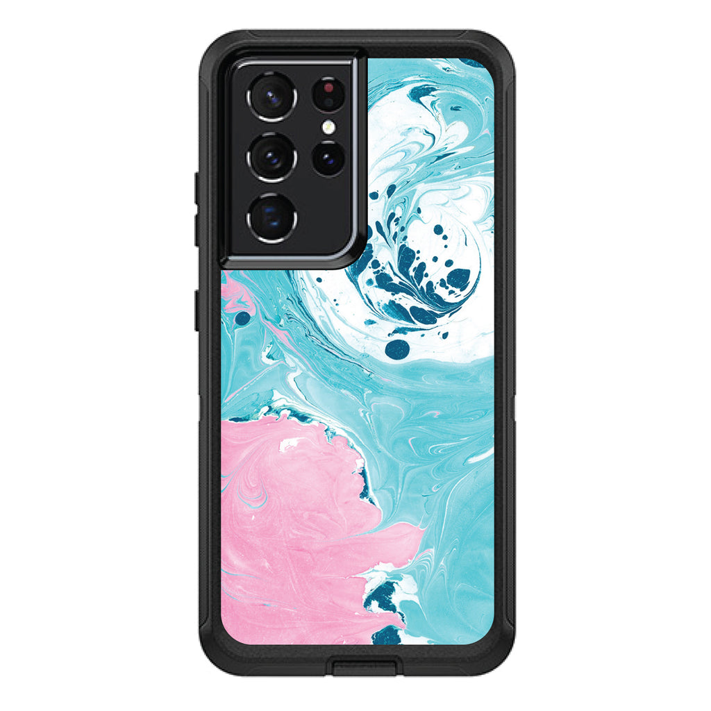 Blue Pink White Marble OtterBox Defender Case for iPhone & Galaxy, view 7
