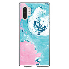 DistinctInk® Clear Shockproof Hybrid Case for Apple iPhone / Samsung Galaxy / Google Pixel - Blue Pink White Marble  Image Print