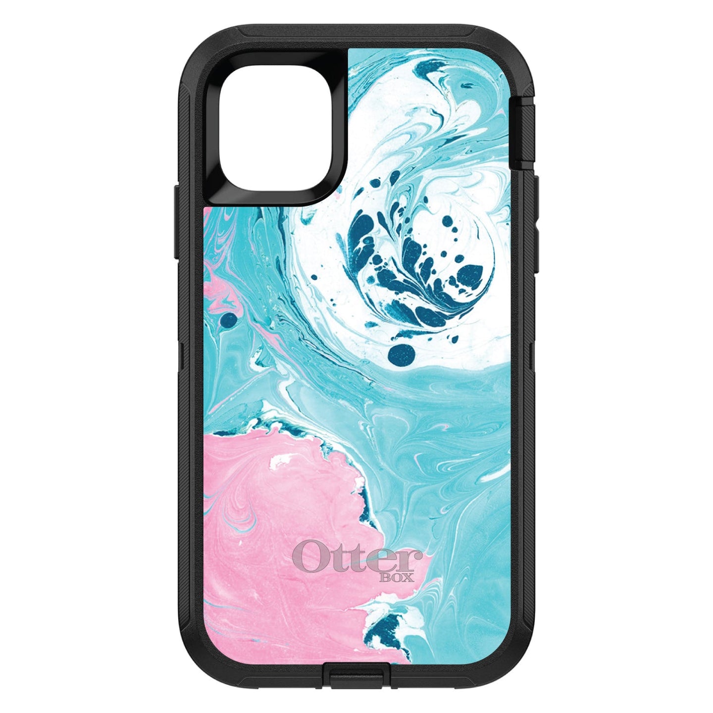 DistinctInk™ OtterBox Defender Series Case for Apple iPhone / Samsung Galaxy / Google Pixel - Blue Pink White Marble