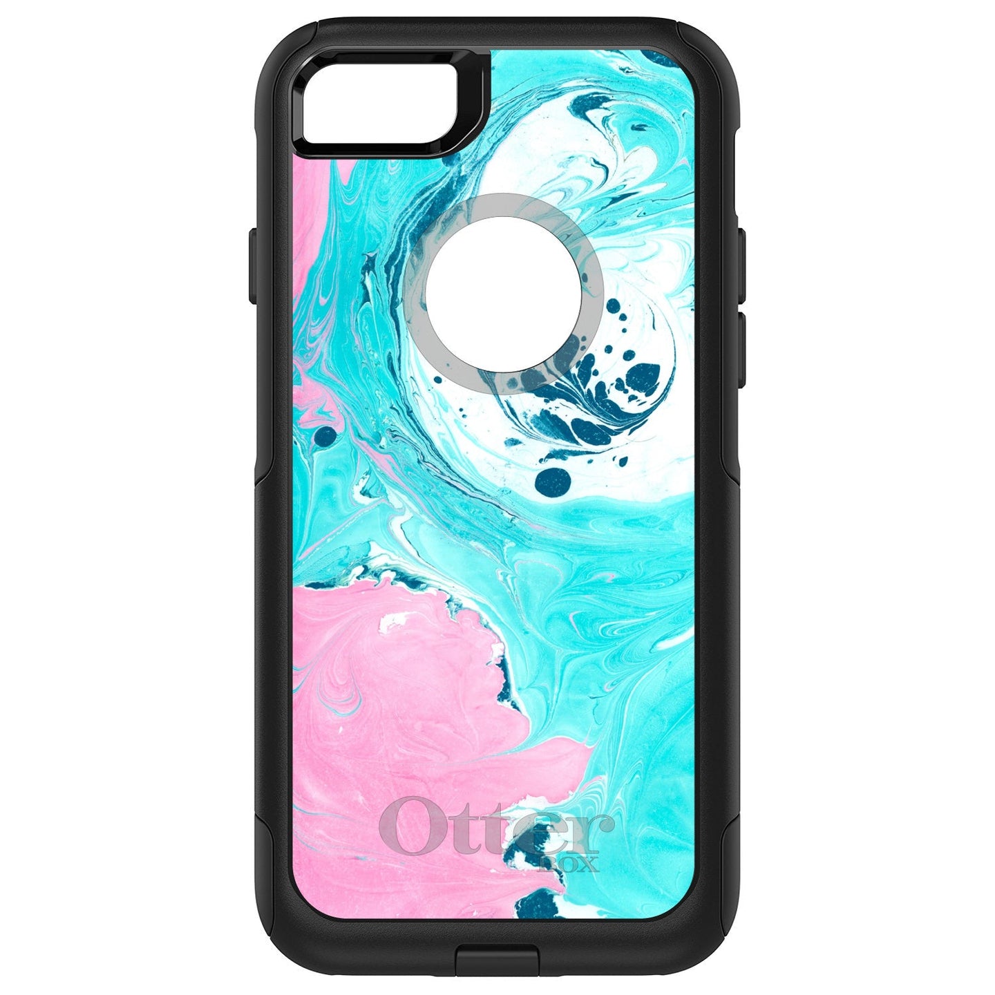 DistinctInk™ OtterBox Commuter Series Case for Apple iPhone or Samsung Galaxy - Blue Pink White Marble