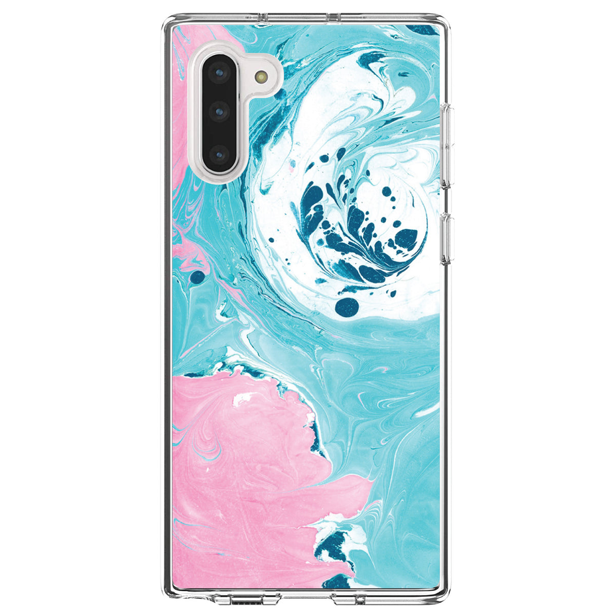 Blue Pink White Marble Image Print Clear Shockproof iPhone Case, view 9