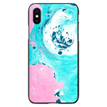 DistinctInk® Hard Plastic Snap-On Case for Apple iPhone or Samsung Galaxy - Blue Pink White Marble