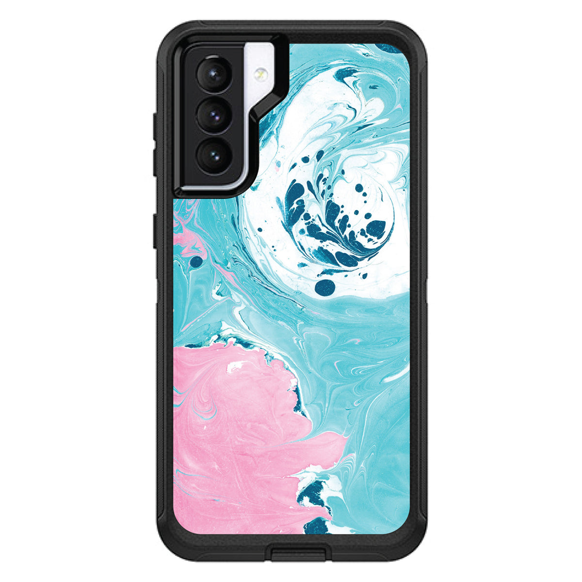 Blue Pink White Marble OtterBox Defender Case for iPhone & Galaxy, view 5