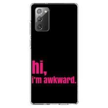 DistinctInk® Clear Shockproof Hybrid Case for Apple iPhone / Samsung Galaxy / Google Pixel - Black Hot Pink "hi, I'm awkward."