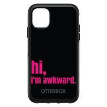 DistinctInk™ OtterBox Symmetry Series Case for Apple iPhone / Samsung Galaxy / Google Pixel - Black Hot Pink "hi, Im awkward."