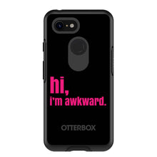 DistinctInk™ OtterBox Symmetry Series Case for Apple iPhone / Samsung Galaxy / Google Pixel - Black Hot Pink "hi, Im awkward."