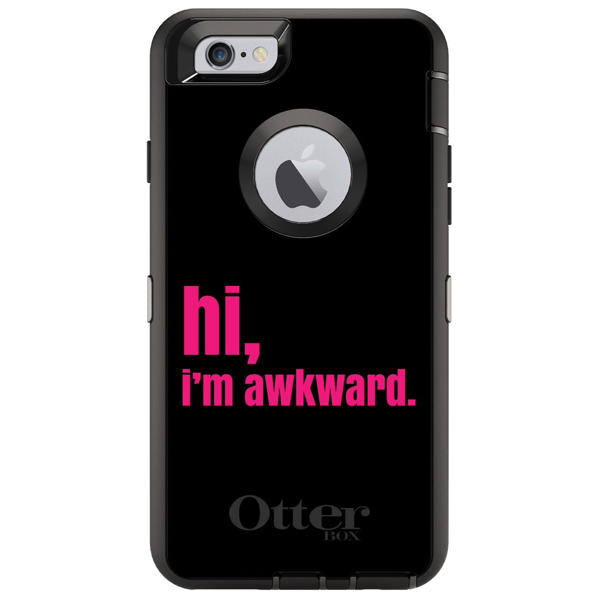 Black Hot Pink hi, I'm awkward OtterBox Defender Case for iPhone & Galaxy, view 4