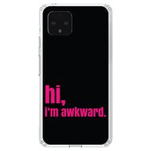 DistinctInk® Clear Shockproof Hybrid Case for Apple iPhone / Samsung Galaxy / Google Pixel - Black Hot Pink "hi, I'm awkward."