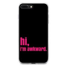 DistinctInk® Clear Shockproof Hybrid Case for Apple iPhone / Samsung Galaxy / Google Pixel - Black Hot Pink "hi, I'm awkward."