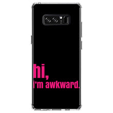 DistinctInk® Clear Shockproof Hybrid Case for Apple iPhone / Samsung Galaxy / Google Pixel - Black Hot Pink "hi, I'm awkward."