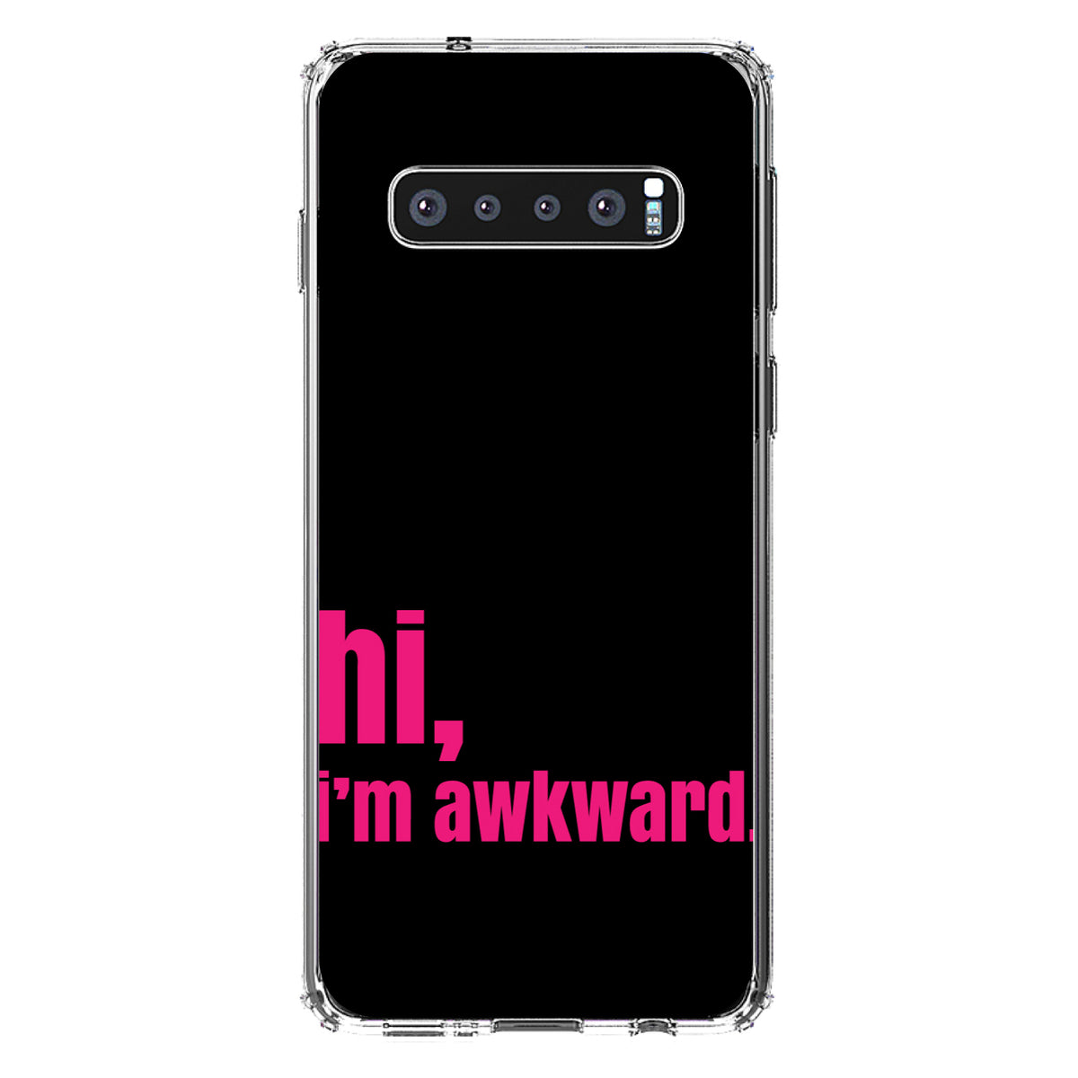 Black Hot Pink hi, I'm awkward Clear Shockproof iPhone Case, view 16
