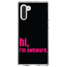 DistinctInk® Clear Shockproof Hybrid Case for Apple iPhone / Samsung Galaxy / Google Pixel - Black Hot Pink "hi, I'm awkward."