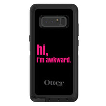 DistinctInk™ OtterBox Defender Series Case for Apple iPhone / Samsung Galaxy / Google Pixel - Black Hot Pink "hi, Im awkward."