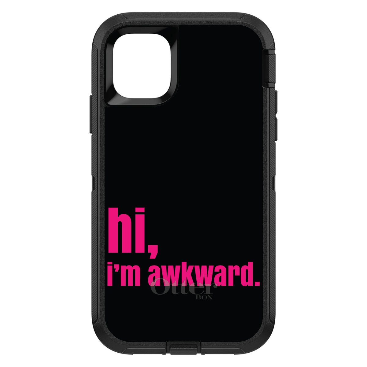 Black Hot Pink hi, I'm awkward OtterBox Defender Case for iPhone & Galaxy, view 2