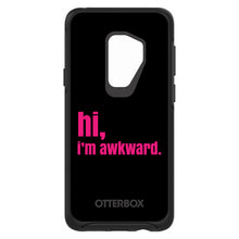 DistinctInk™ OtterBox Symmetry Series Case for Apple iPhone / Samsung Galaxy / Google Pixel - Black Hot Pink "hi, Im awkward."