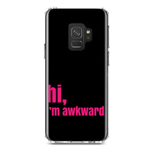 DistinctInk® Clear Shockproof Hybrid Case for Apple iPhone / Samsung Galaxy / Google Pixel - Black Hot Pink "hi, I'm awkward."