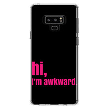 DistinctInk® Clear Shockproof Hybrid Case for Apple iPhone / Samsung Galaxy / Google Pixel - Black Hot Pink "hi, I'm awkward."
