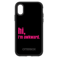 DistinctInk™ OtterBox Symmetry Series Case for Apple iPhone / Samsung Galaxy / Google Pixel - Black Hot Pink "hi, Im awkward."
