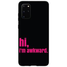 DistinctInk® Hard Plastic Snap-On Case for Apple iPhone or Samsung Galaxy - Black Hot Pink "hi, Im awkward."