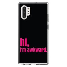 DistinctInk® Clear Shockproof Hybrid Case for Apple iPhone / Samsung Galaxy / Google Pixel - Black Hot Pink "hi, I'm awkward."