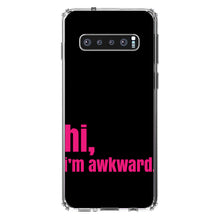 DistinctInk® Clear Shockproof Hybrid Case for Apple iPhone / Samsung Galaxy / Google Pixel - Black Hot Pink "hi, I'm awkward."