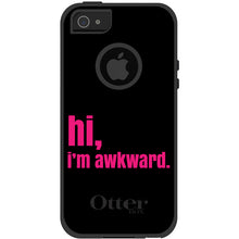 DistinctInk™ OtterBox Commuter Series Case for Apple iPhone or Samsung Galaxy - Black Hot Pink "hi, Im awkward."