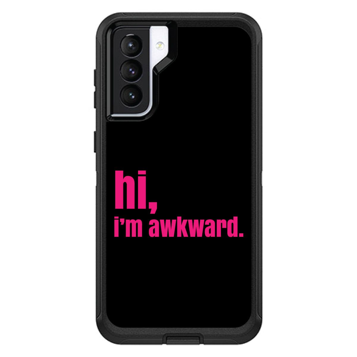 Black Hot Pink hi, I'm awkward OtterBox Defender Case for iPhone & Galaxy, view 6