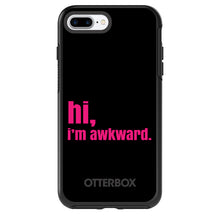DistinctInk™ OtterBox Symmetry Series Case for Apple iPhone / Samsung Galaxy / Google Pixel - Black Hot Pink "hi, Im awkward."