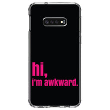 DistinctInk® Clear Shockproof Hybrid Case for Apple iPhone / Samsung Galaxy / Google Pixel - Black Hot Pink "hi, I'm awkward."