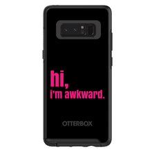 DistinctInk™ OtterBox Symmetry Series Case for Apple iPhone / Samsung Galaxy / Google Pixel - Black Hot Pink "hi, Im awkward."