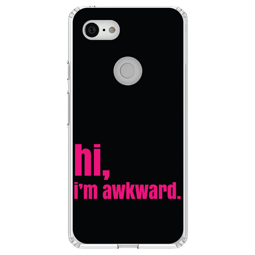 Black Hot Pink hi, I'm awkward Clear Shockproof iPhone Case, view 22
