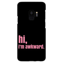 DistinctInk® Hard Plastic Snap-On Case for Apple iPhone or Samsung Galaxy - Black Pink "hi, Im awkward."