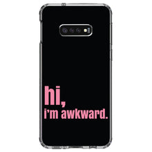 DistinctInk® Clear Shockproof Hybrid Case for Apple iPhone / Samsung Galaxy / Google Pixel - Black Pink "hi, I'm awkward."