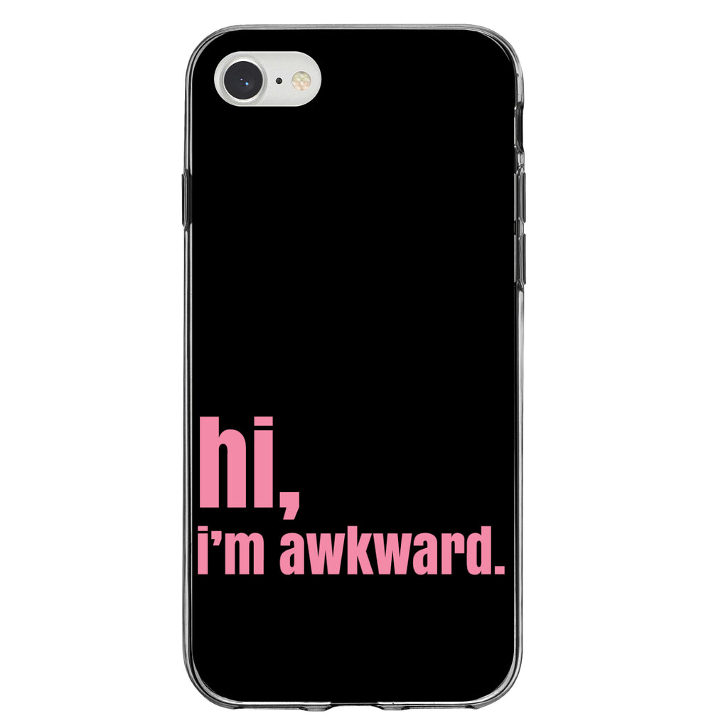 Black Pink hi, I'm awkward Clear Shockproof iPhone Case, view 5